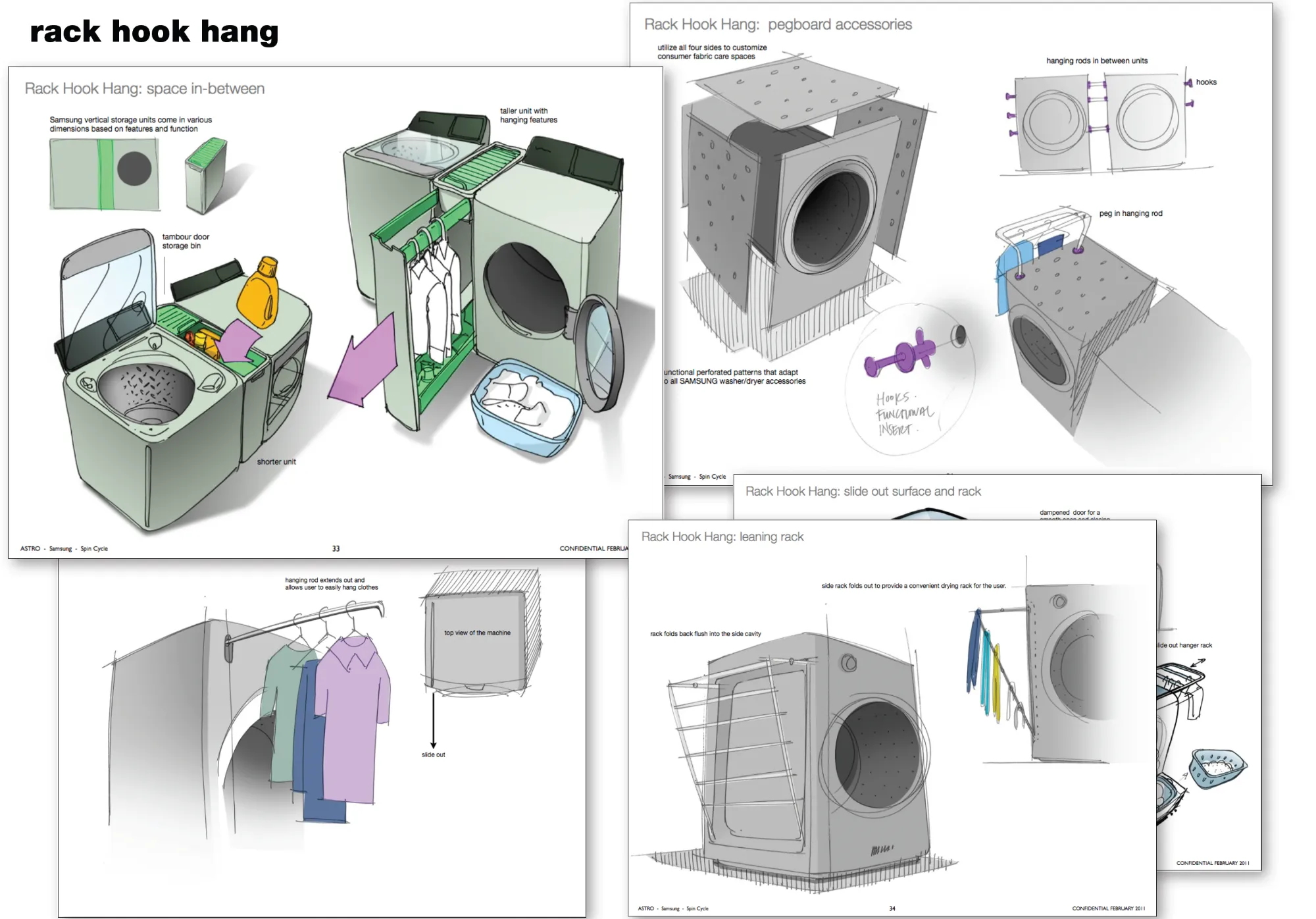 Rack hook hang concepts